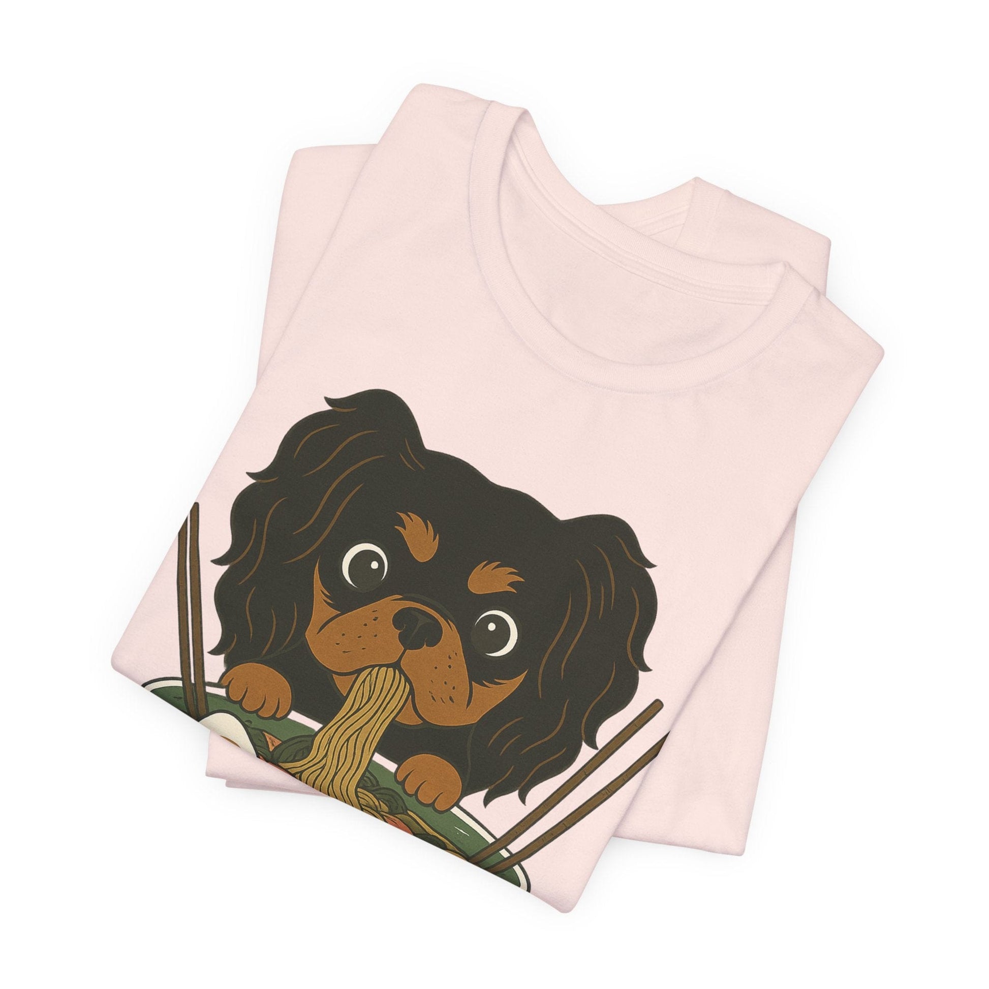 Printify T-Shirt Black and Tan Cavalier King Charles Ramen TShirt