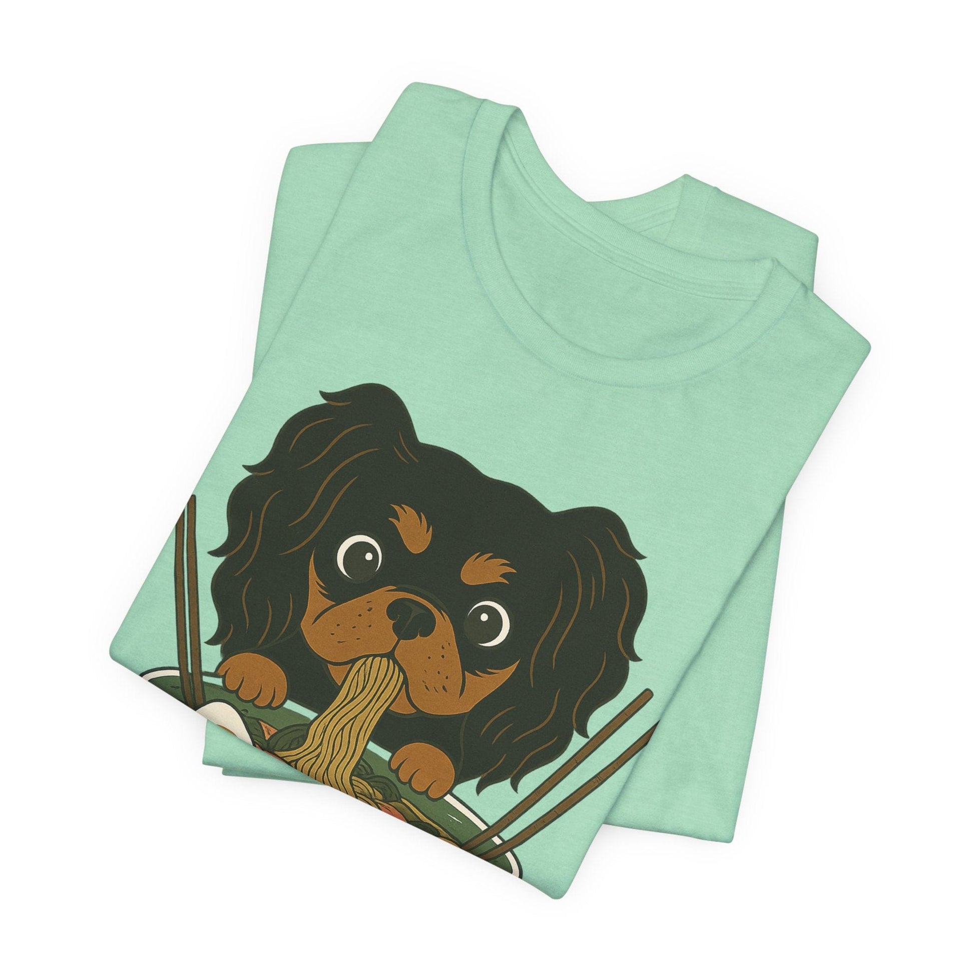 Printify T-Shirt Black and Tan Cavalier King Charles Ramen TShirt