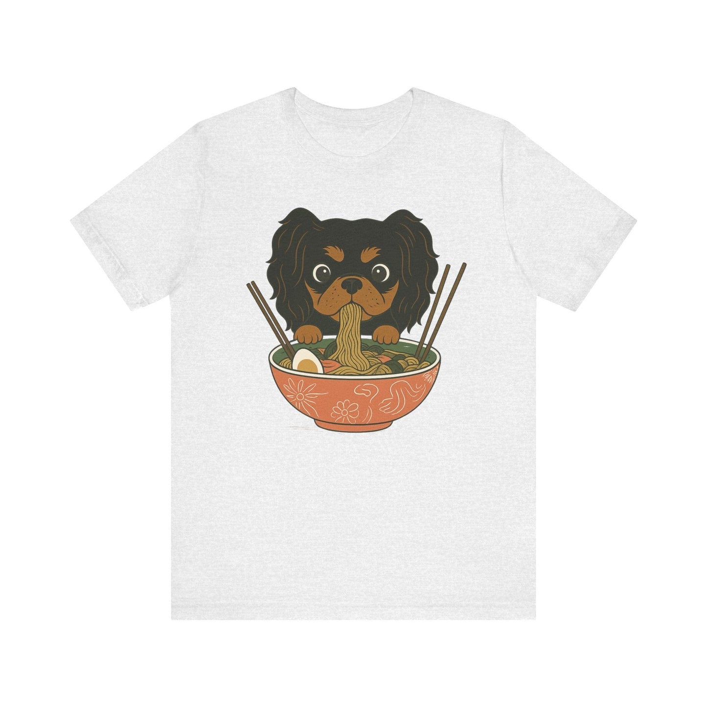 Printify T-Shirt Black and Tan Cavalier King Charles Ramen TShirt