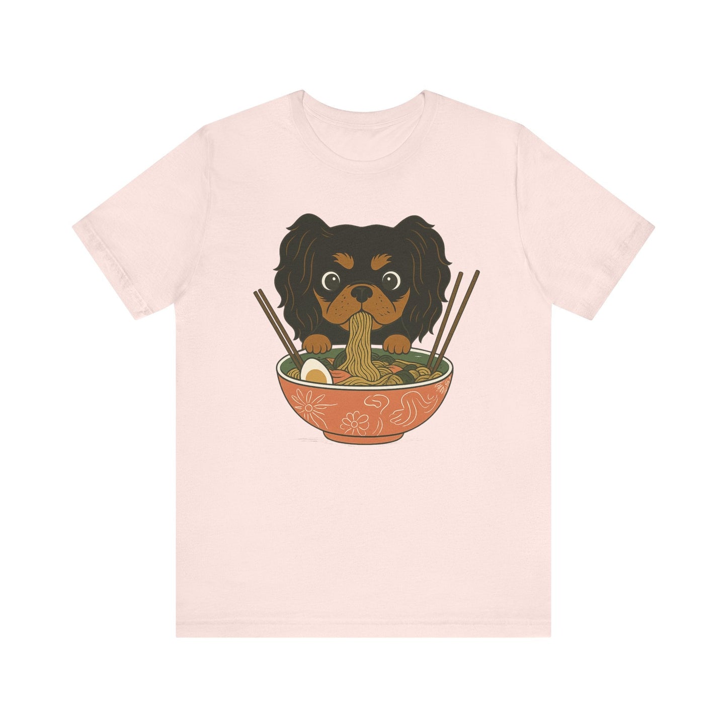 Printify T-Shirt Black and Tan Cavalier King Charles Ramen TShirt
