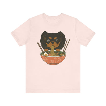 Printify T-Shirt Black and Tan Cavalier King Charles Ramen TShirt