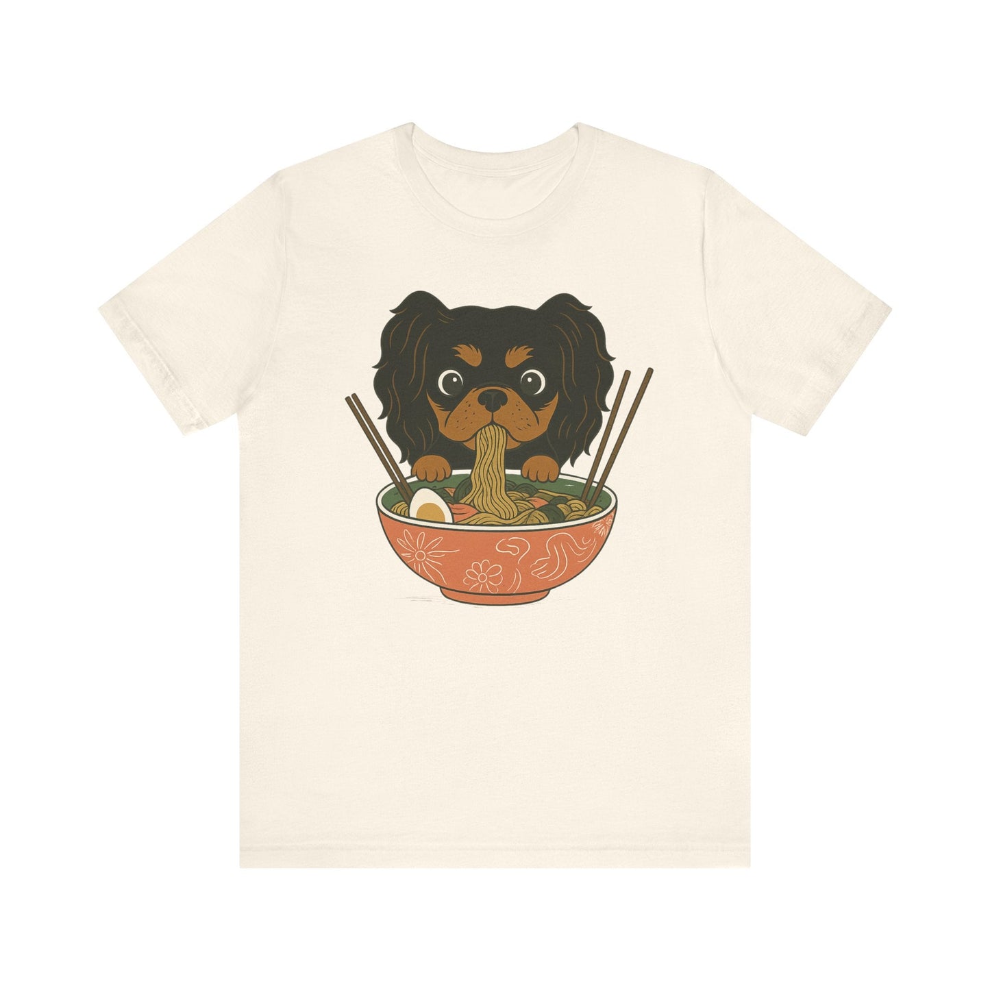 Printify T-Shirt Black and Tan Cavalier King Charles Ramen TShirt