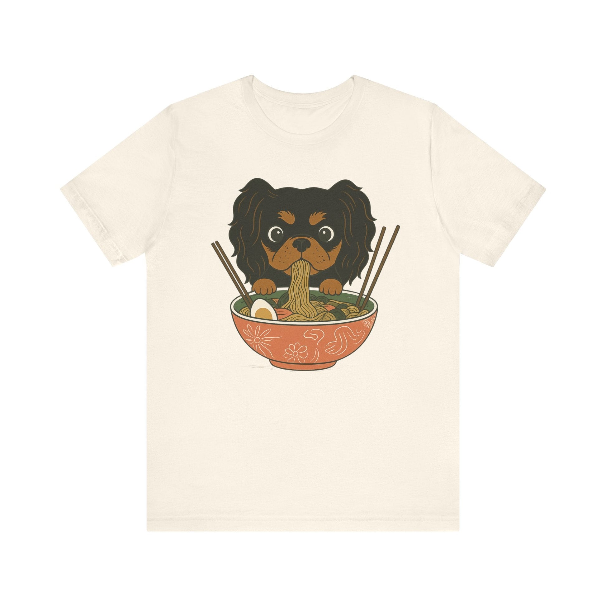 Printify T-Shirt Black and Tan Cavalier King Charles Ramen TShirt