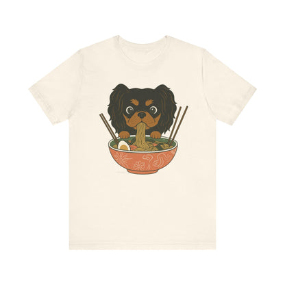 Printify T-Shirt Black and Tan Cavalier King Charles Ramen TShirt