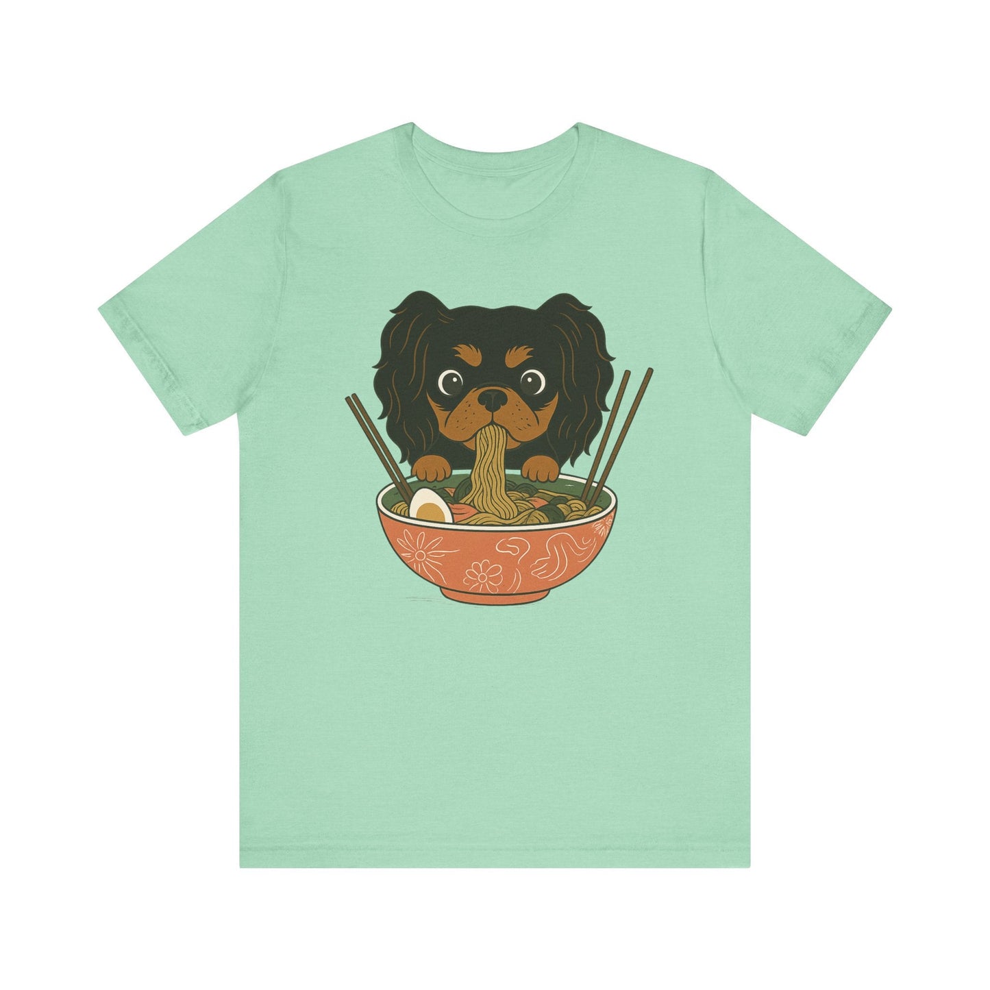 Printify T-Shirt Black and Tan Cavalier King Charles Ramen TShirt