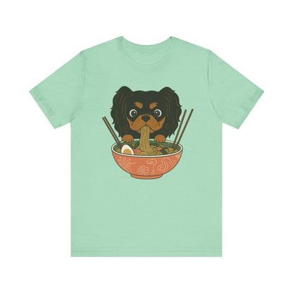 Printify T-Shirt Black and Tan Cavalier King Charles Ramen TShirt