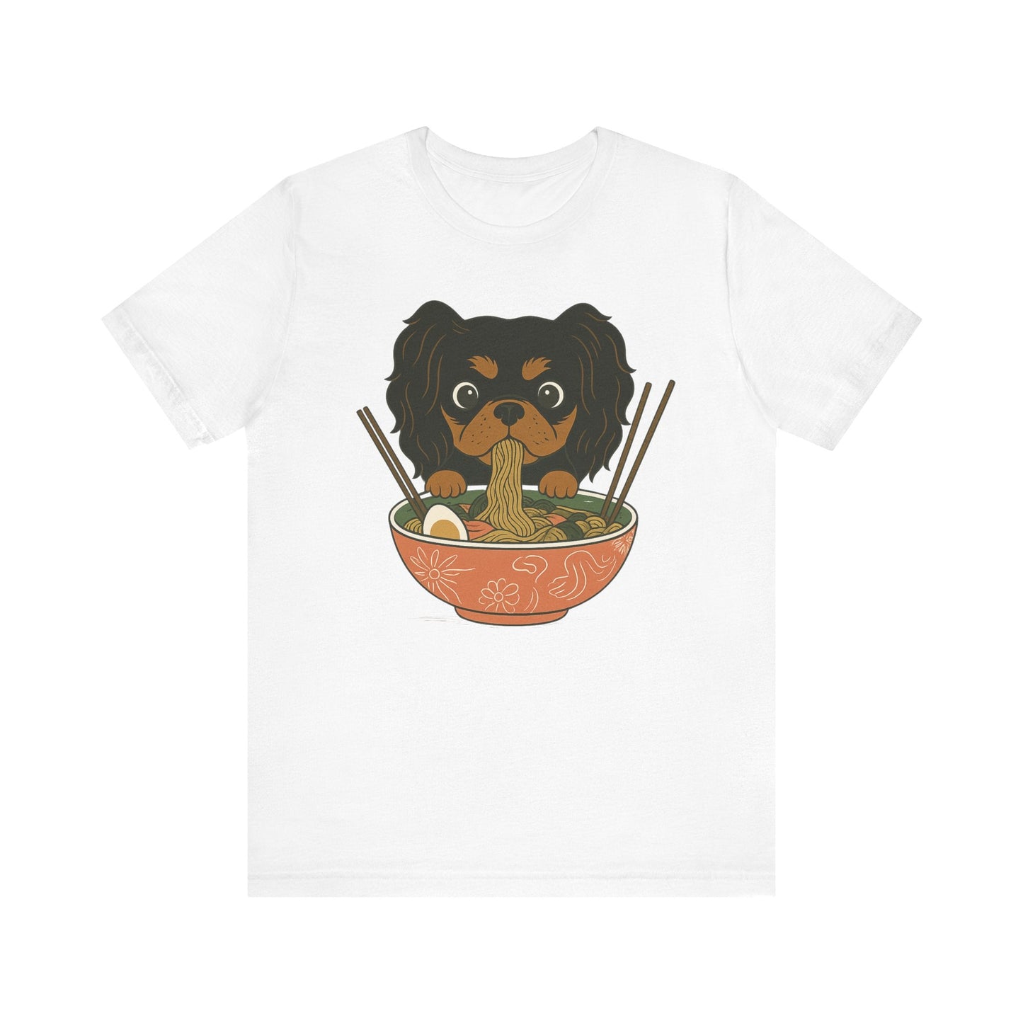 Printify T-Shirt Black and Tan Cavalier King Charles Ramen TShirt