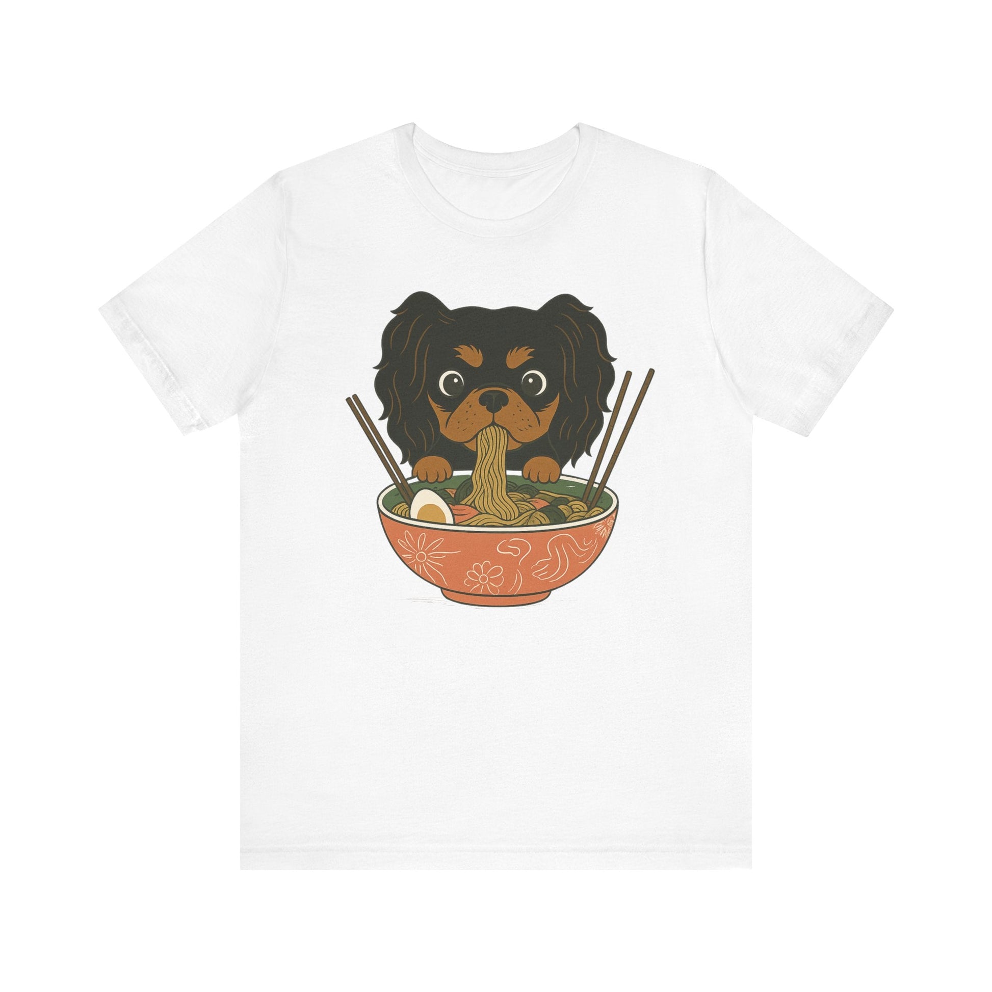 Printify T-Shirt Black and Tan Cavalier King Charles Ramen TShirt
