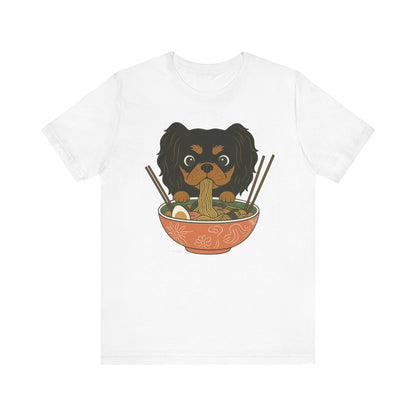 Printify T-Shirt Black and Tan Cavalier King Charles Ramen TShirt