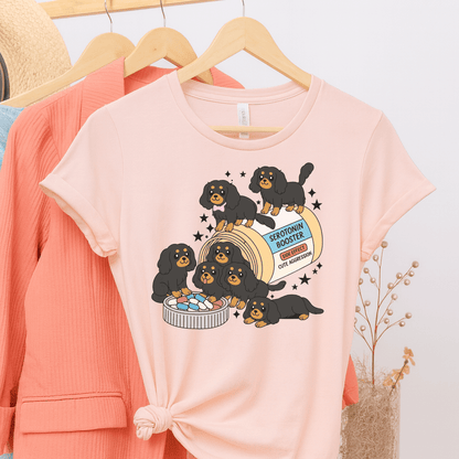 Printify T-Shirt Soft Pink / S Black and Tan Cavalier King Charles Serotonin Tee