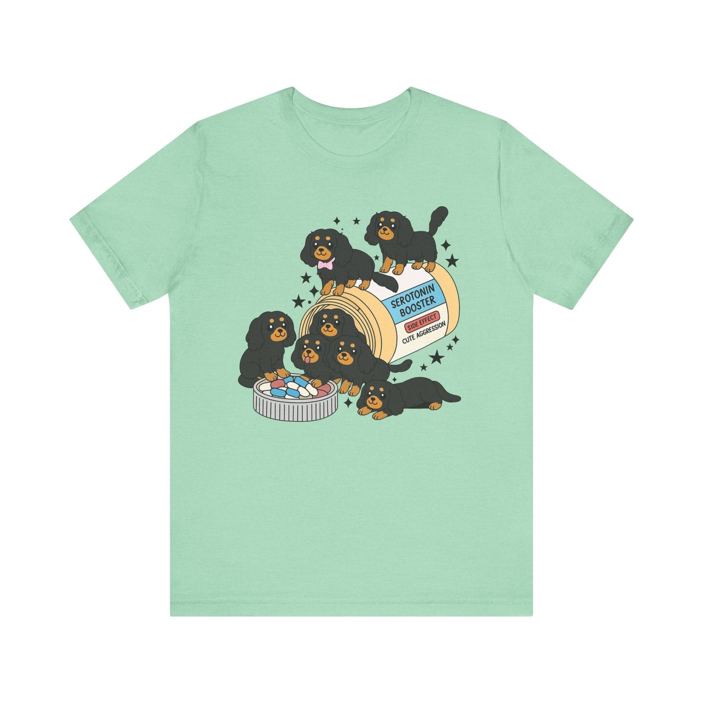 Printify T-Shirt Black and Tan Cavalier King Charles Serotonin Tee