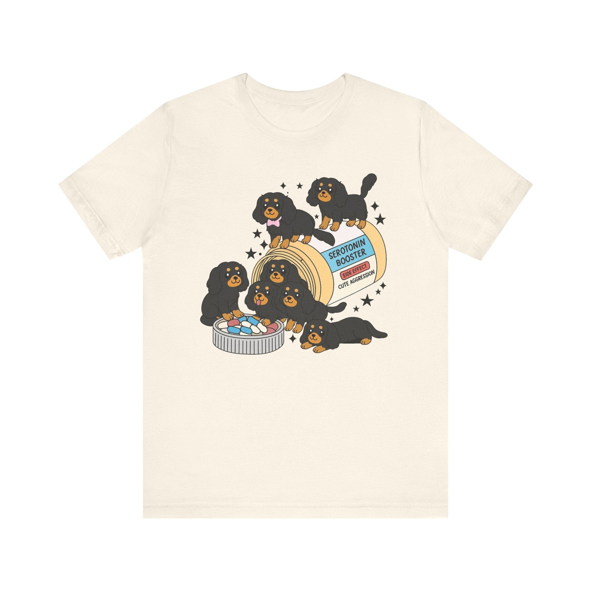 Printify T-Shirt Black and Tan Cavalier King Charles Serotonin Tee