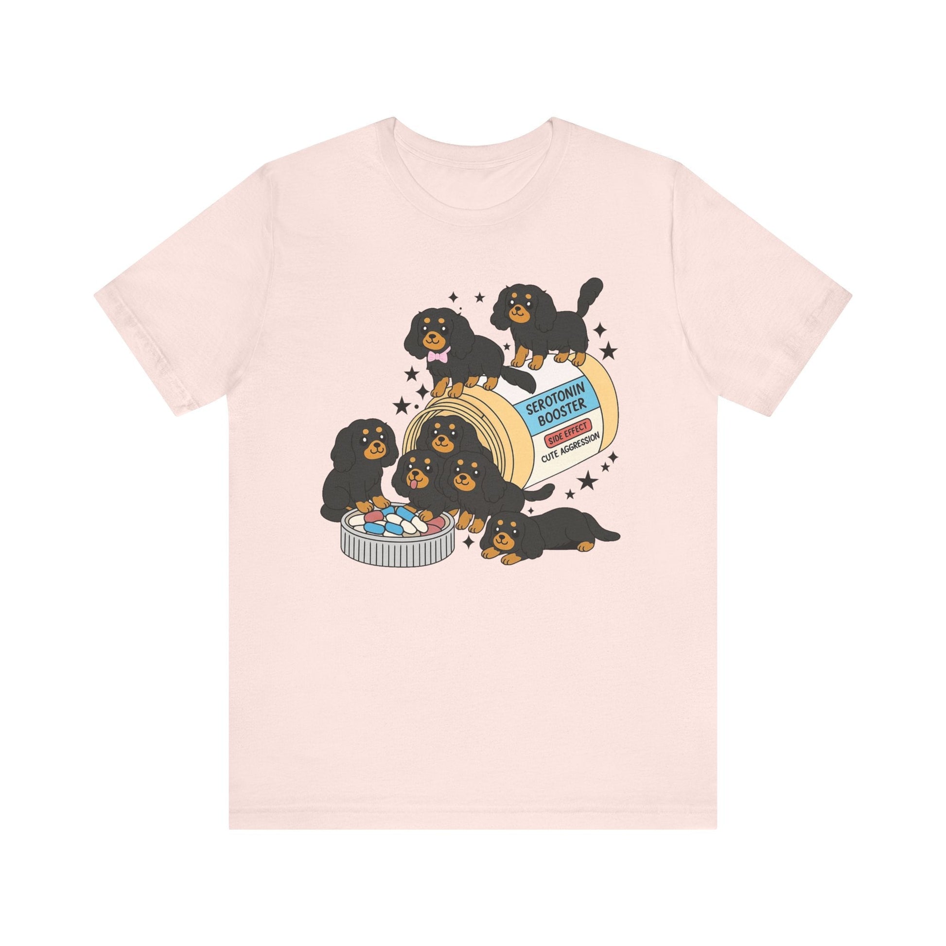Printify T-Shirt Black and Tan Cavalier King Charles Serotonin Tee