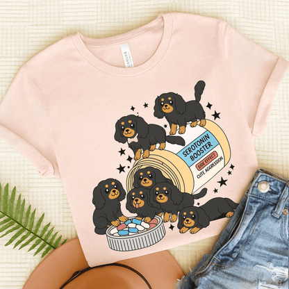 Black and Tan Cavalier King Charles Serotonin Tee Soft Pink