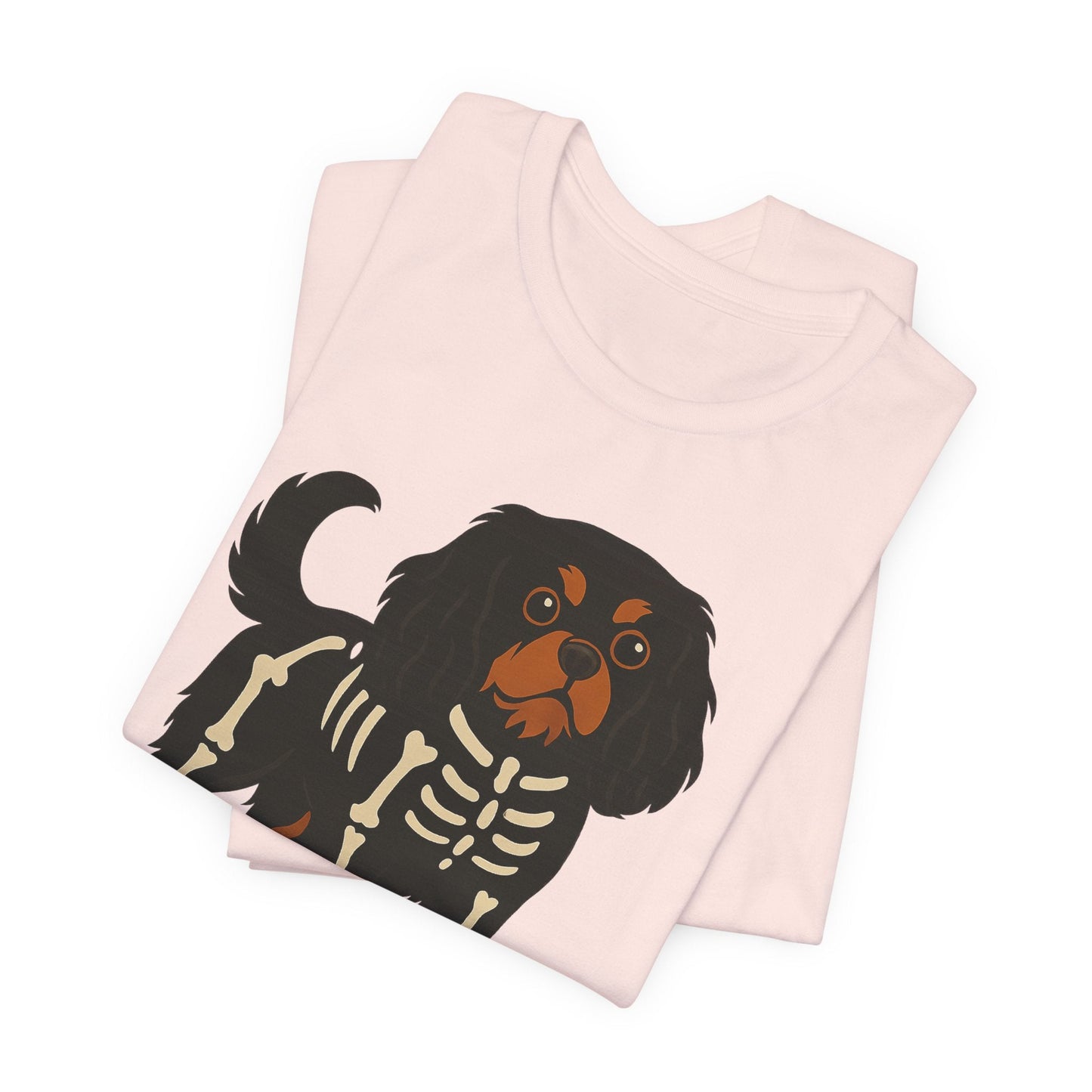 Printify T-Shirt Black and Tan Cavalier King Charles Stay. Slay. Halloween TShirt