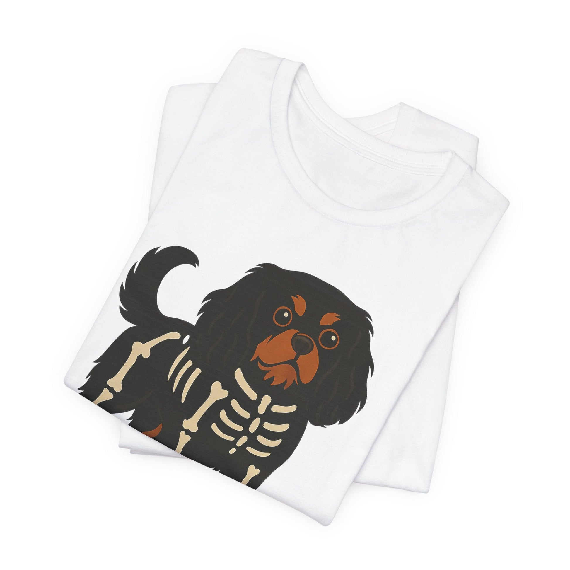 Printify T-Shirt Black and Tan Cavalier King Charles Stay. Slay. Halloween TShirt