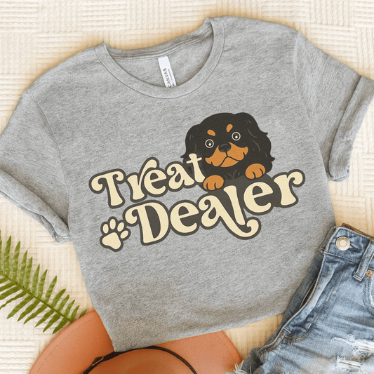 Printify T-Shirt Athletic Heather / S Black and Tan Cavalier King Charles Treat Dealer TShirt