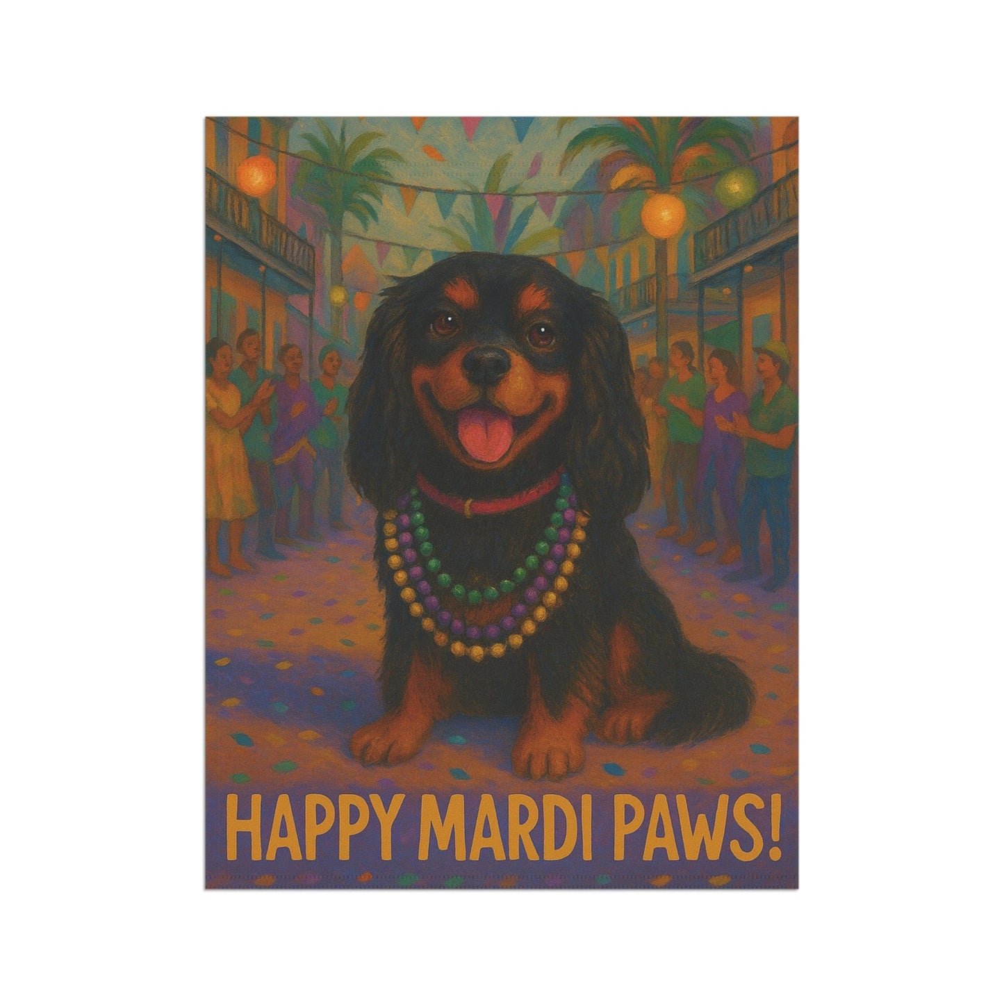 Black and Tan Cavalier Mardi Paws Garden Flag
