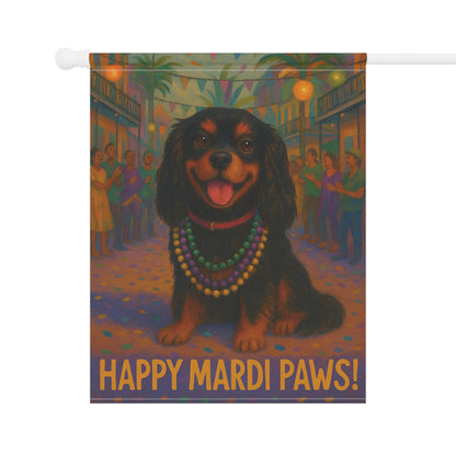 Black and Tan Cavalier Mardi Paws Garden Flag