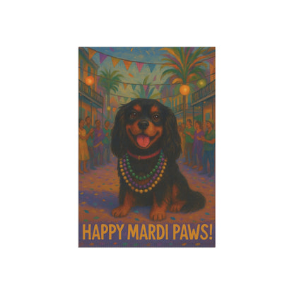 Black and Tan Cavalier Mardi Paws Garden Flag