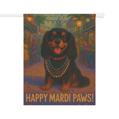 Black and Tan Cavalier Mardi Paws Garden Flag
