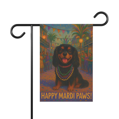 Black and Tan Cavalier Mardi Paws Garden Flag