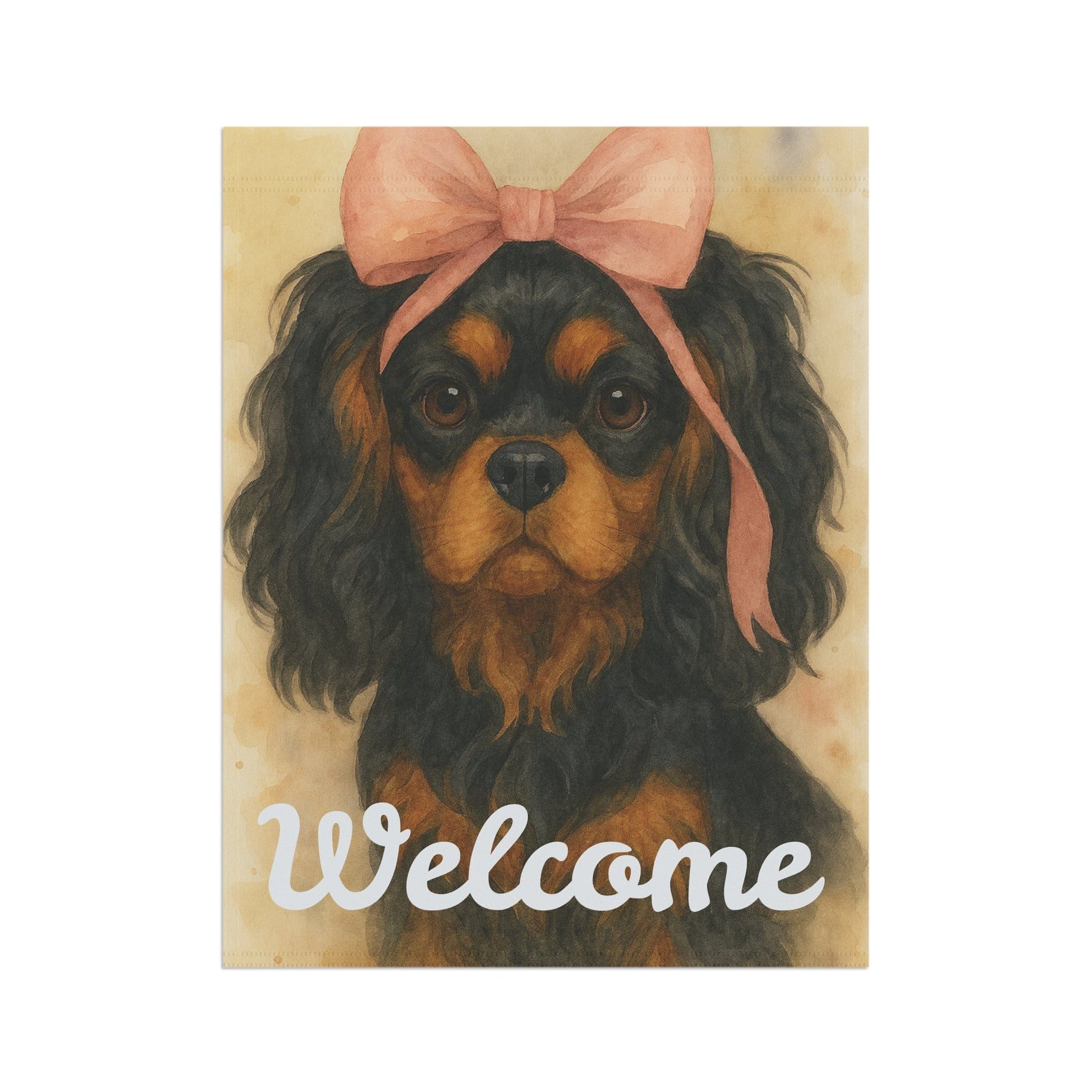 Black and Tan Cavalier Pink Coquette Garden Flag
