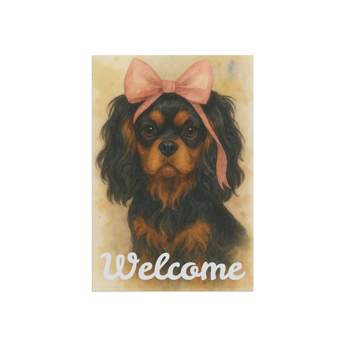 Black and Tan Cavalier Pink Coquette Garden Flag