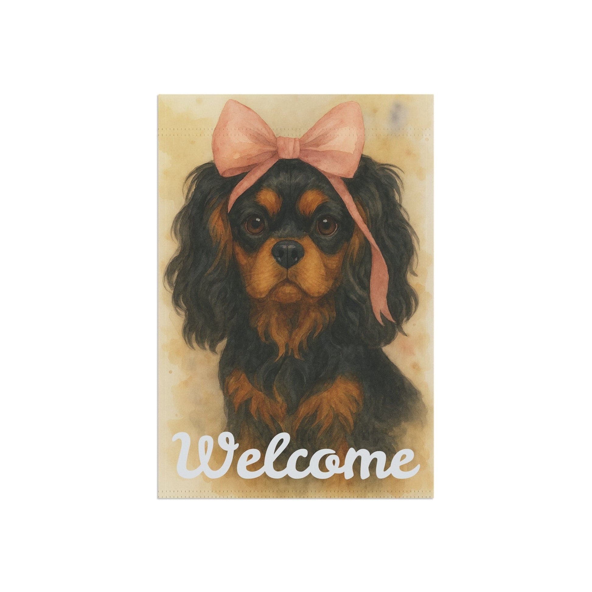 Black and Tan Cavalier Pink Coquette Garden Flag