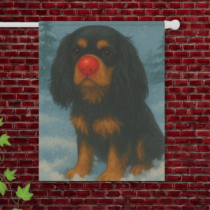 Black and Tan Cavalier Reindeer Garden Flag 24.5'' × 32''