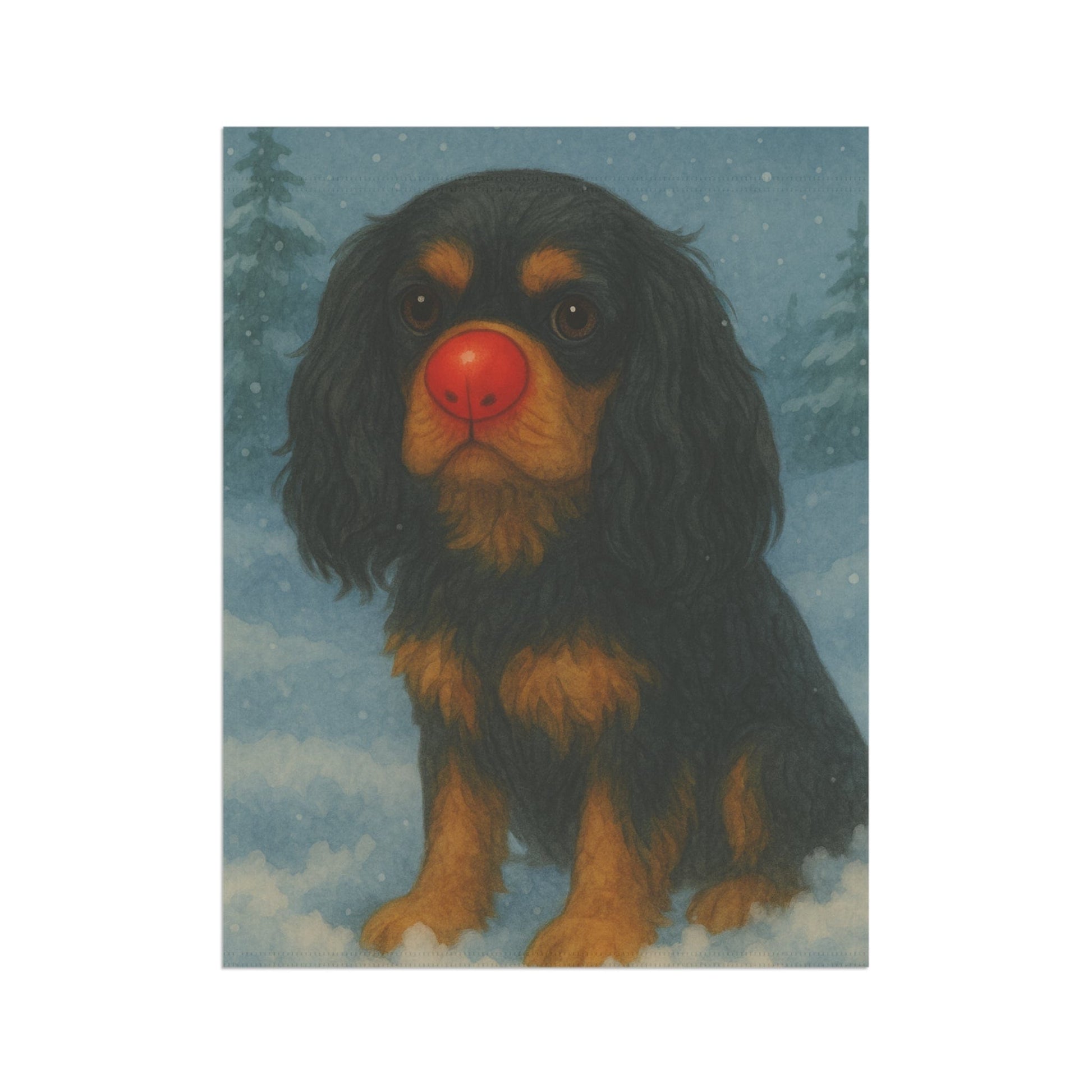 Black and Tan Cavalier Reindeer Garden Flag