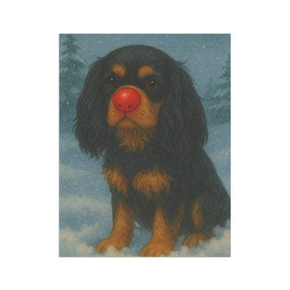 Black and Tan Cavalier Reindeer Garden Flag