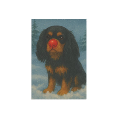 Black and Tan Cavalier Reindeer Garden Flag