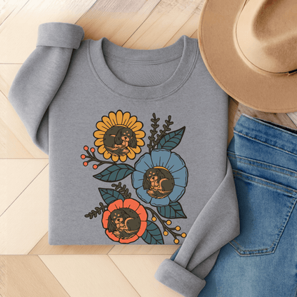 Personalized Cavalier Sleeping Flowers Unisex Sweatshirt Sport Grey