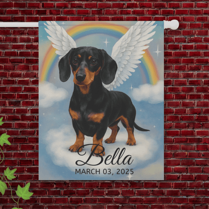Black and Tan Dachshund Angel Garden Flag 24.5'' × 32''