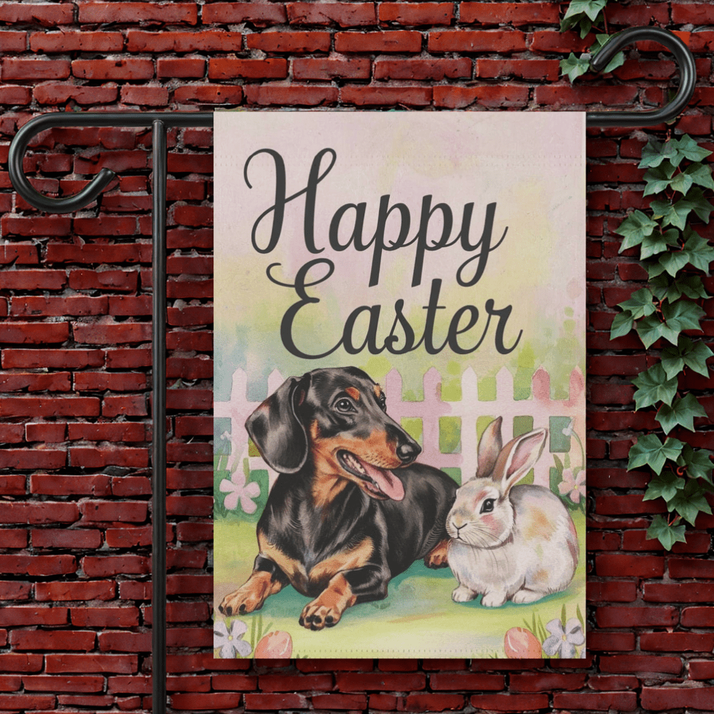 Black and Tan Dachshund Easter Flag 12'' × 18''
