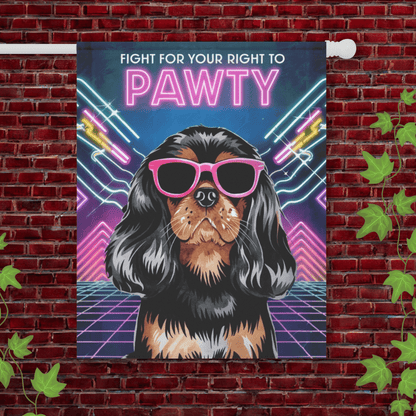 Printify Garden Flag 24.5'' × 32'' Black and Tan King Charles Cavalier 1980s Garden Flag