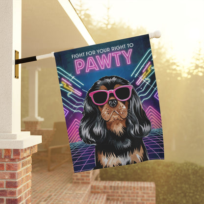 Printify Garden Flag Black and Tan King Charles Cavalier 1980s Garden Flag