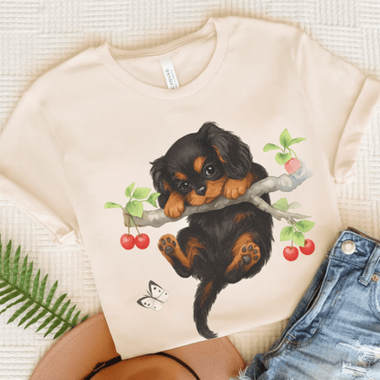 Printify T-Shirt Natural / S Black and Tan King Charles Hang In There Tshirt