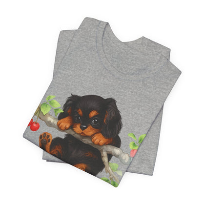 Printify T-Shirt Black and Tan King Charles Hang In There Tshirt