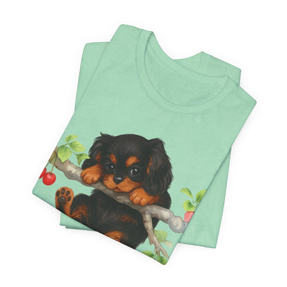 Printify T-Shirt Black and Tan King Charles Hang In There Tshirt