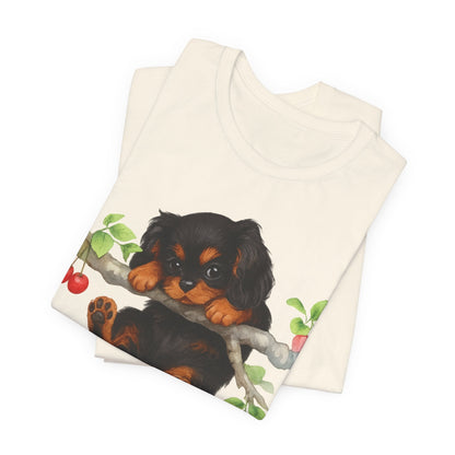 Printify T-Shirt Black and Tan King Charles Hang In There Tshirt