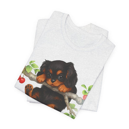 Printify T-Shirt Black and Tan King Charles Hang In There Tshirt
