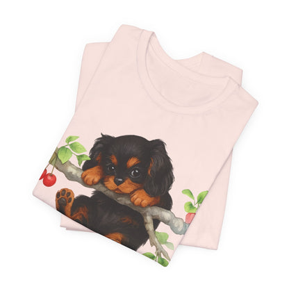 Printify T-Shirt Black and Tan King Charles Hang In There Tshirt