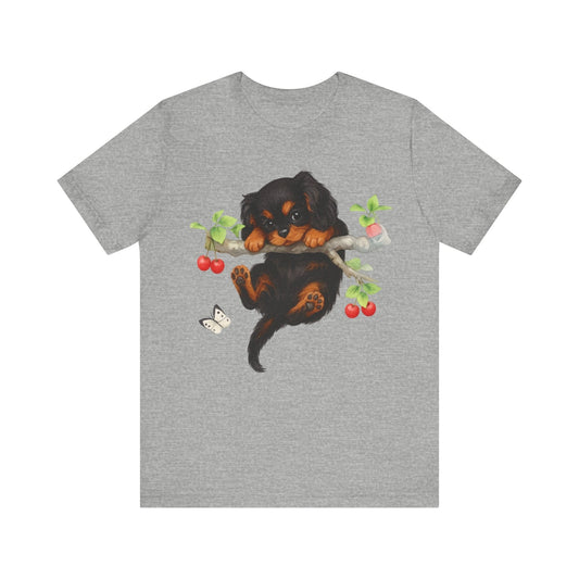 Printify T-Shirt Black and Tan King Charles Hang In There Tshirt