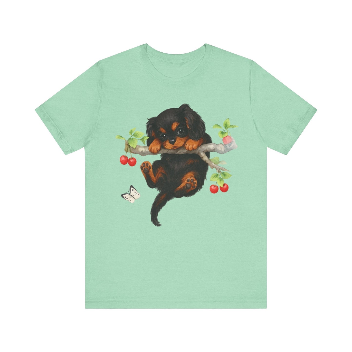 Printify T-Shirt Black and Tan King Charles Hang In There Tshirt
