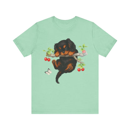 Printify T-Shirt Black and Tan King Charles Hang In There Tshirt