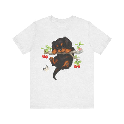 Printify T-Shirt Black and Tan King Charles Hang In There Tshirt