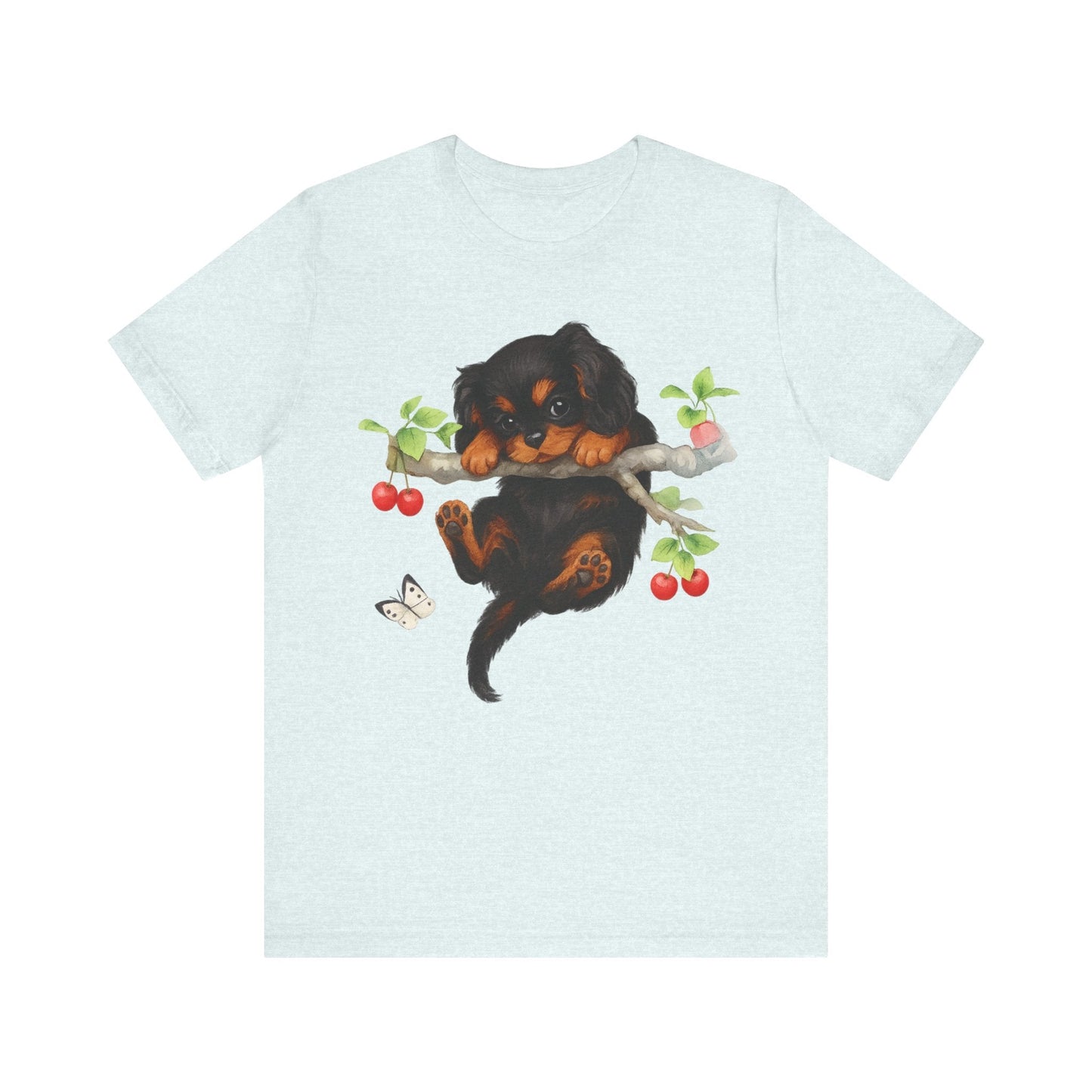 Printify T-Shirt Black and Tan King Charles Hang In There Tshirt