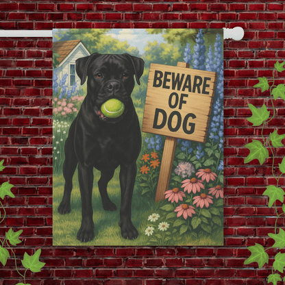 Printify Garden Flag 24.5'' × 32'' Black Boxer Funny Beware Garden Flag